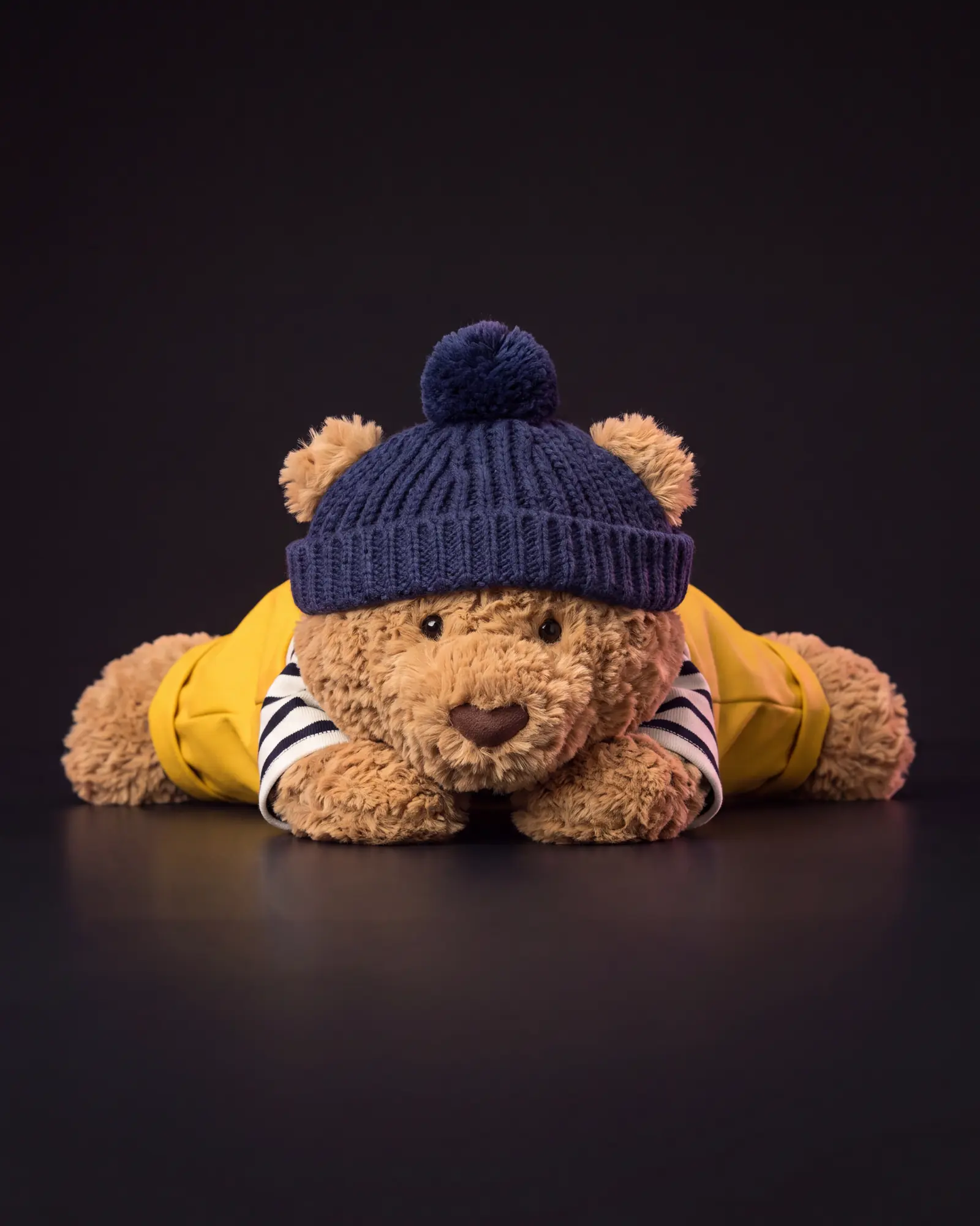 Bartholomew Bear ‘Seafarer’ on a dark studio background.